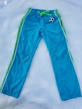 Justice Blue Jogger Sweatpants with Neon Green Accents